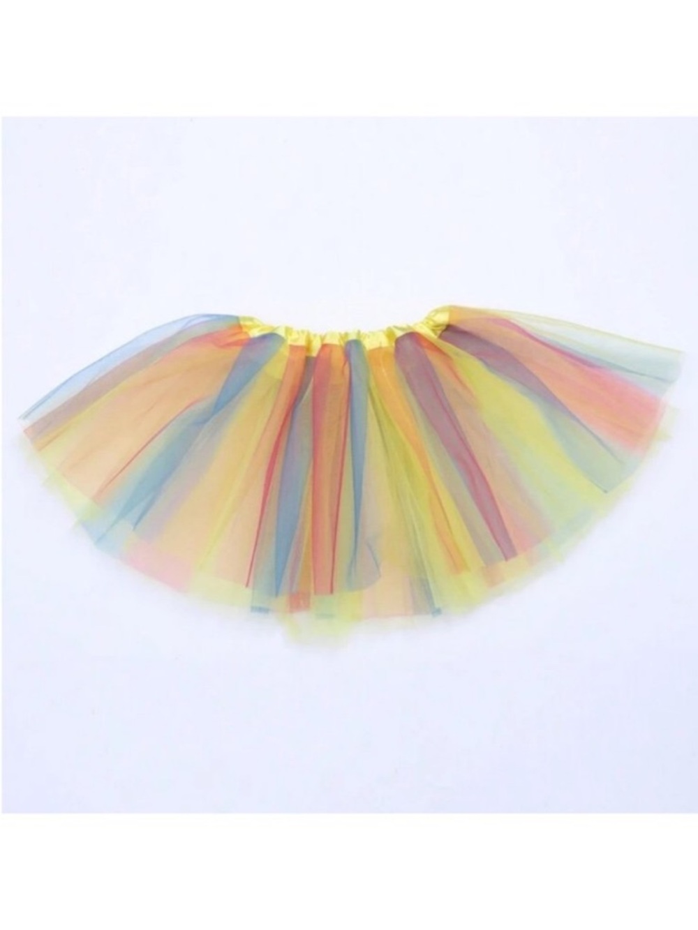 Rainbow Tulle Tutu Skirt for Kids - Yellow Multicolor